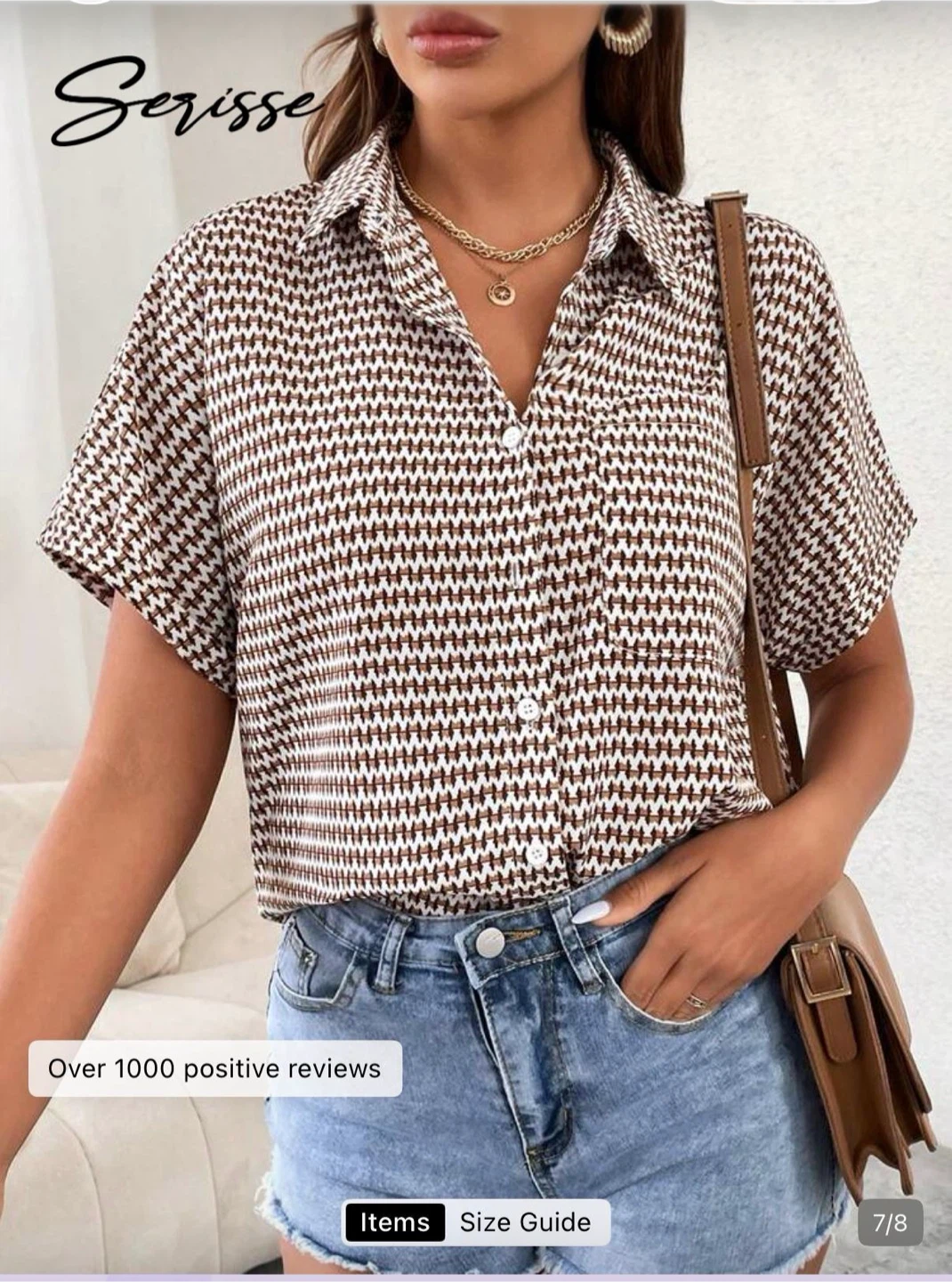 SHEIN Geometric Pattern Short Sleeve Shirt