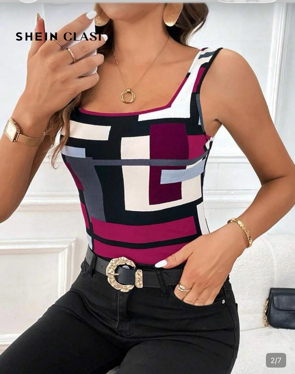 SHEIN Geometric Print Tank Top