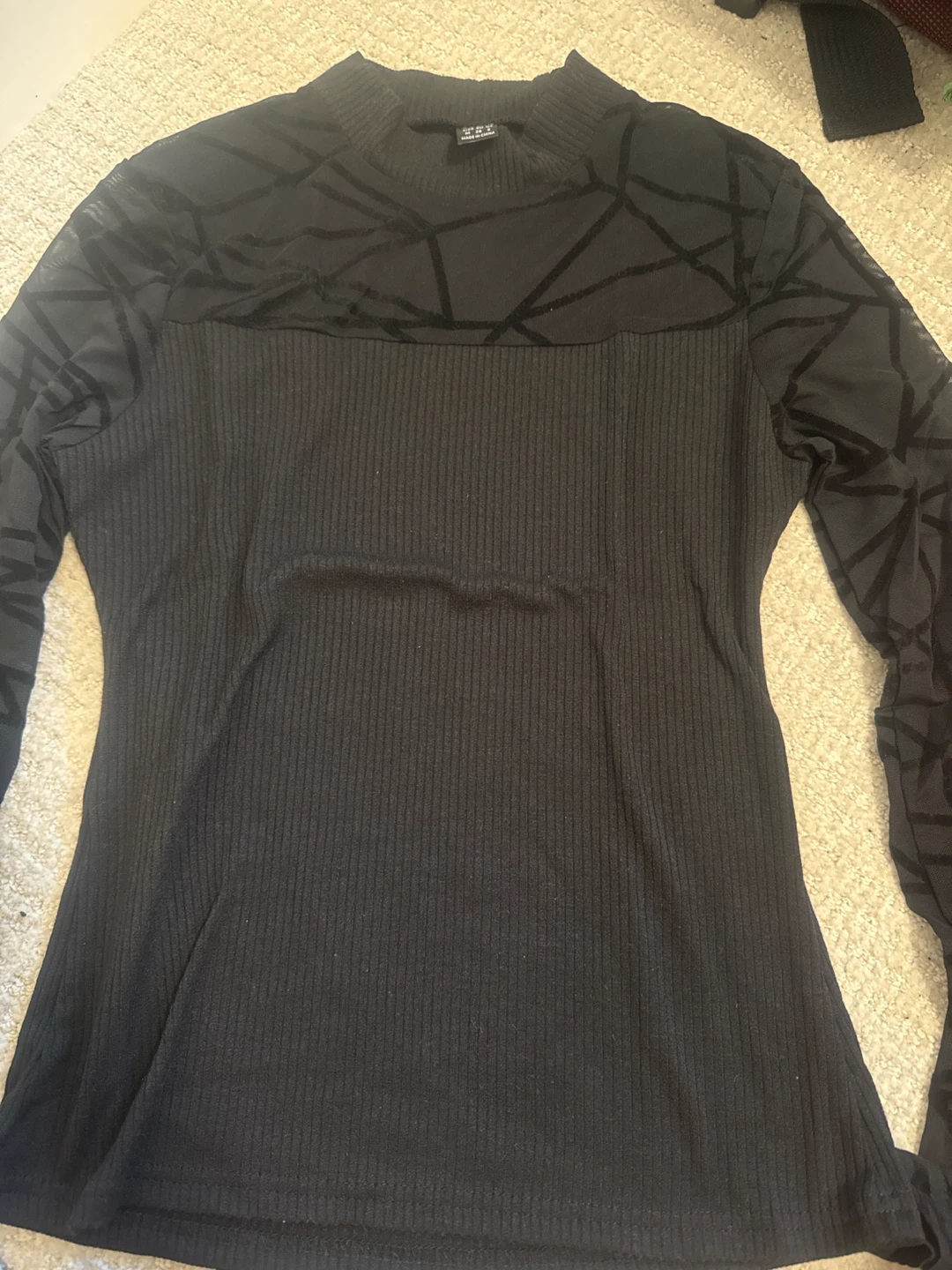 Black Long-Sleeve Mock Neck Top