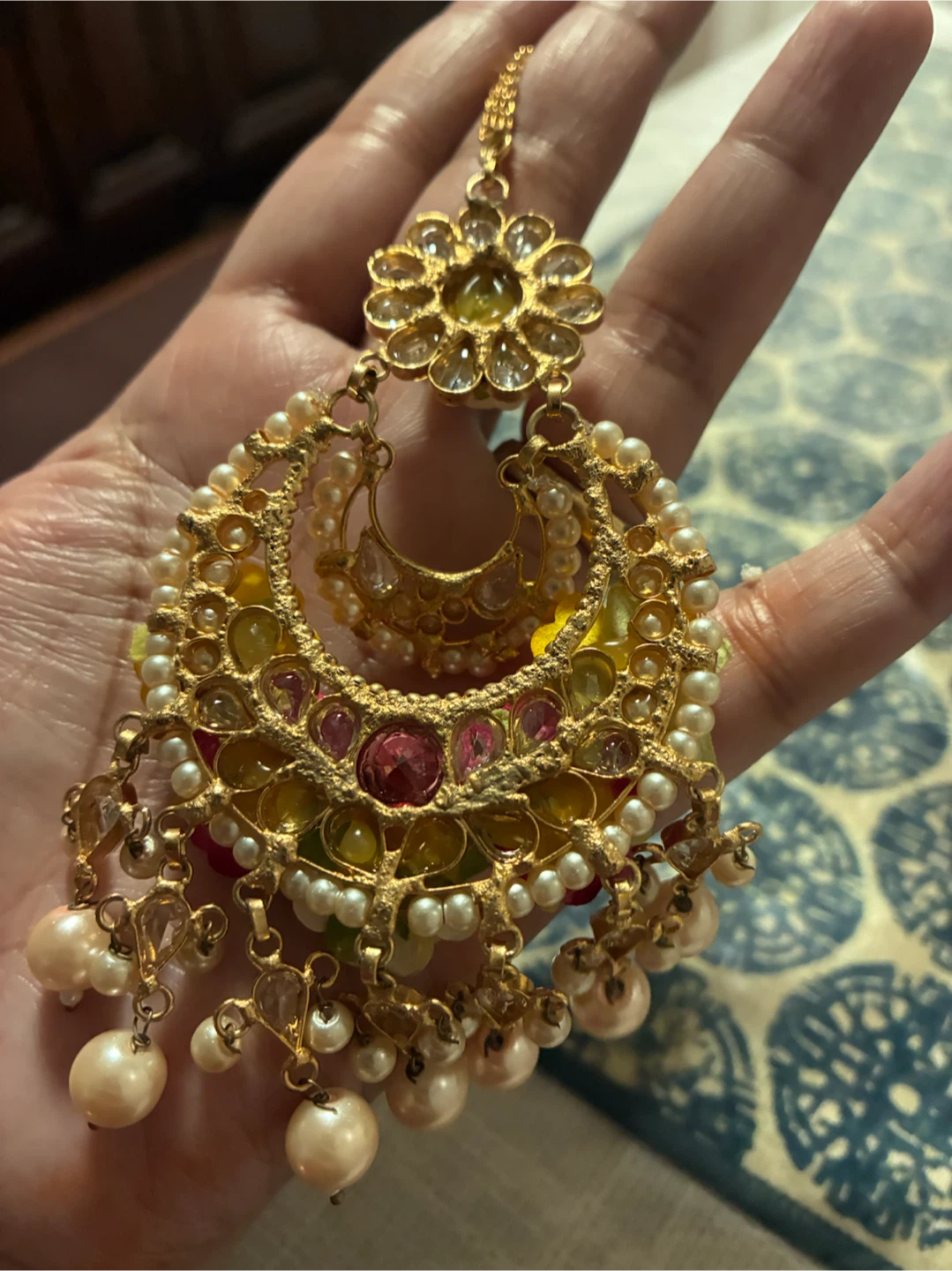 Floral Maang Tikka with Pearls - photo 2