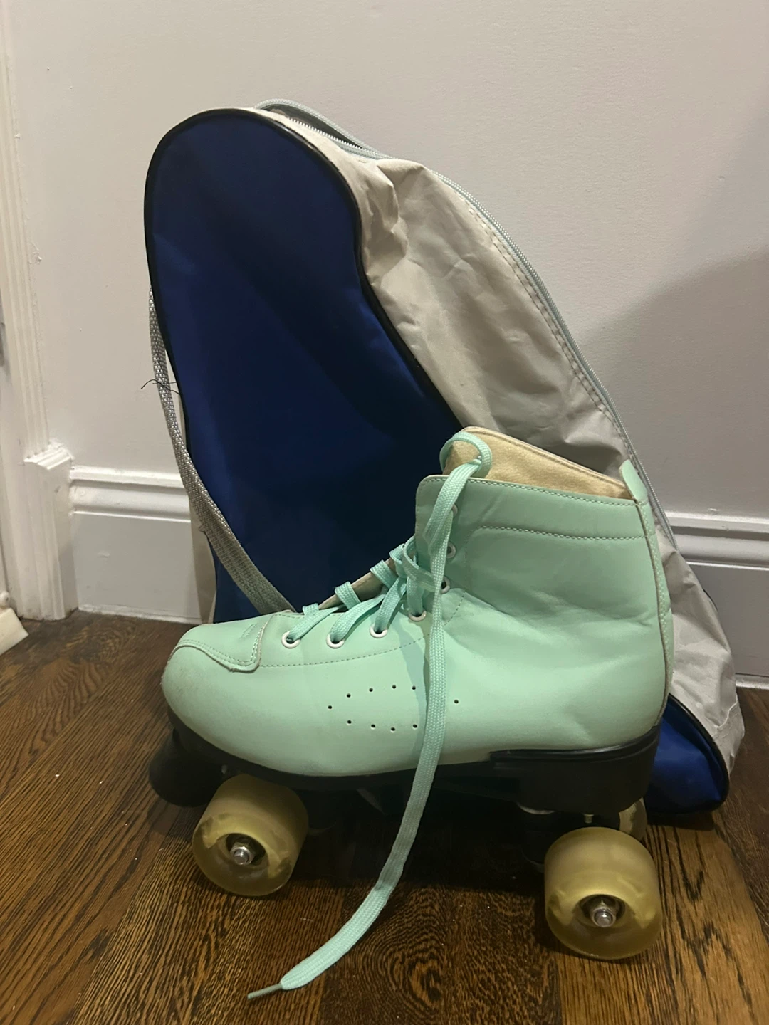Mint Green Roller Skates with Carrying Bag