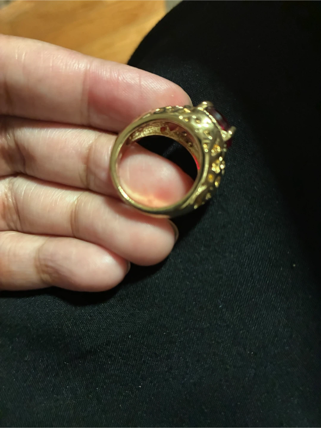 Gold-tone ring with red stone - photo 2