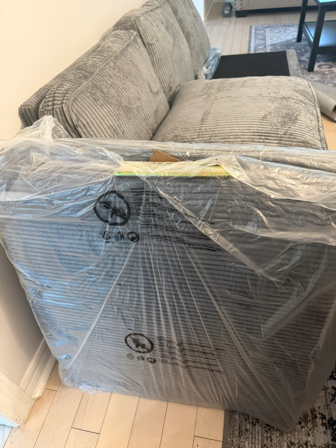 Grey Corduroy Sofa with Cupholder - photo 5