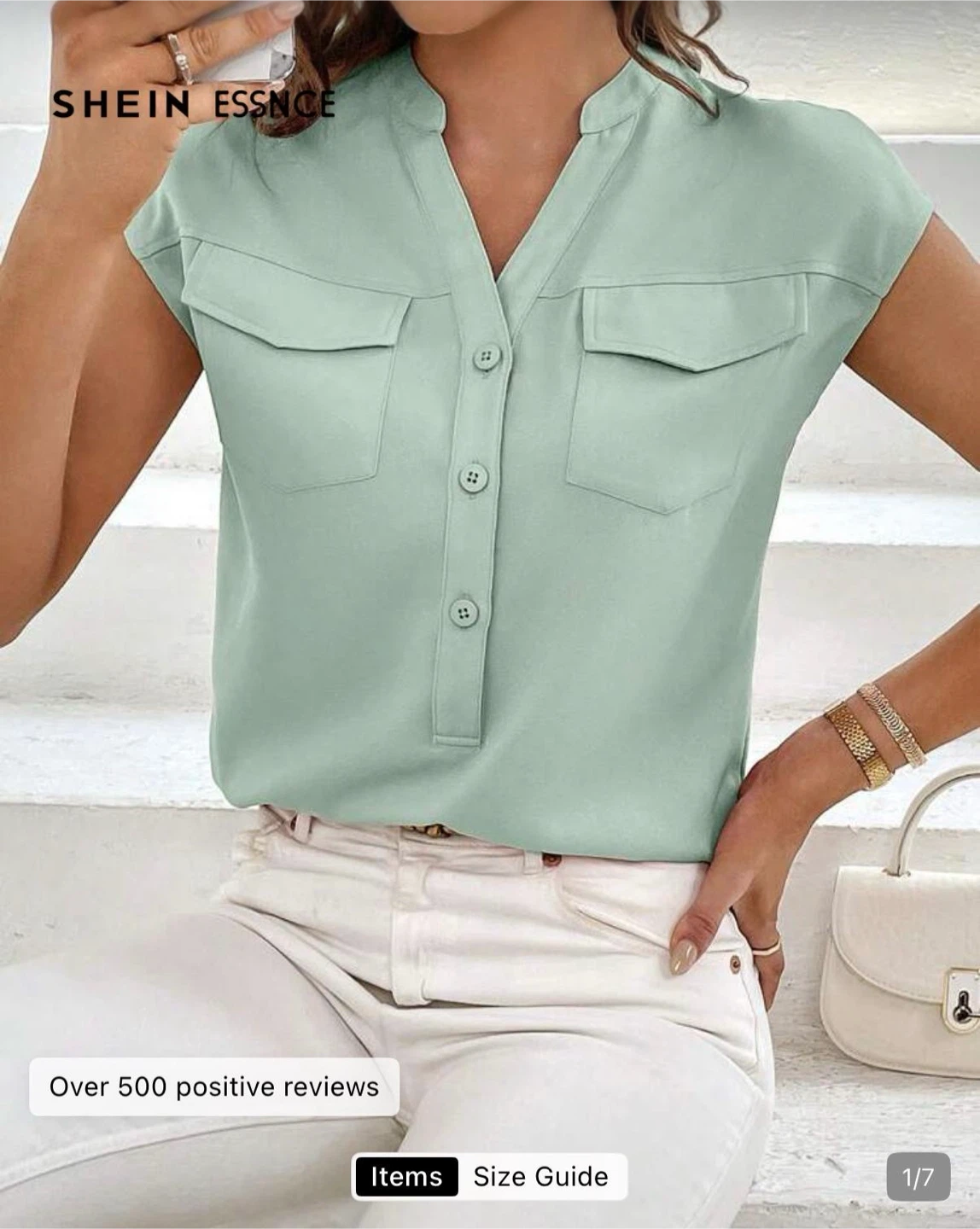 SHEIN ESSNCE Sage Green Cap Sleeve Top