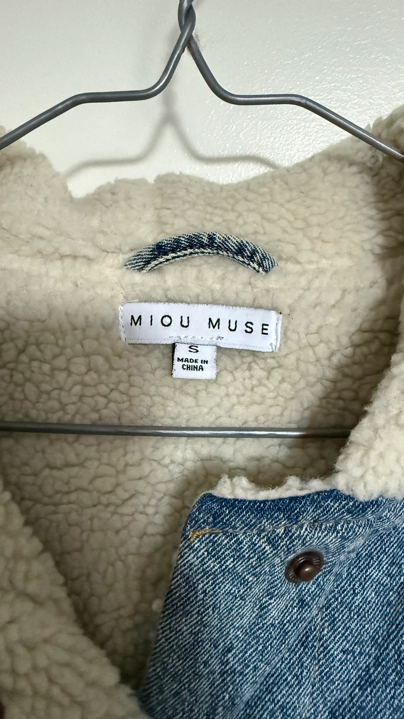 Miou Muse Denim Sherpa Hoodie Jacket - photo 3