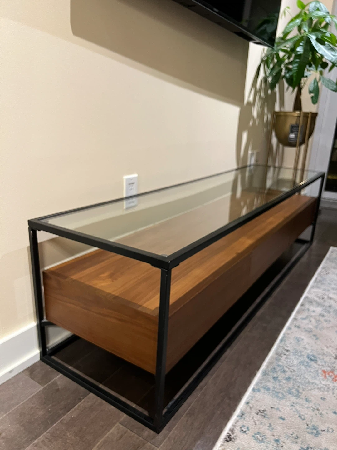 Modern Glass and Wood Media Console