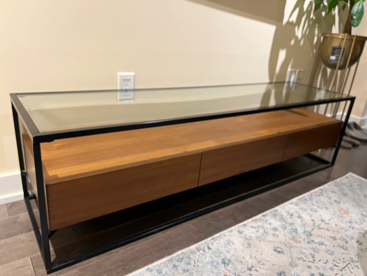 Modern Glass and Wood Media Console - photo 2