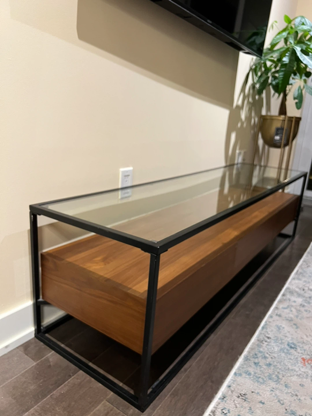 Modern Glass and Wood Media Console - photo 3