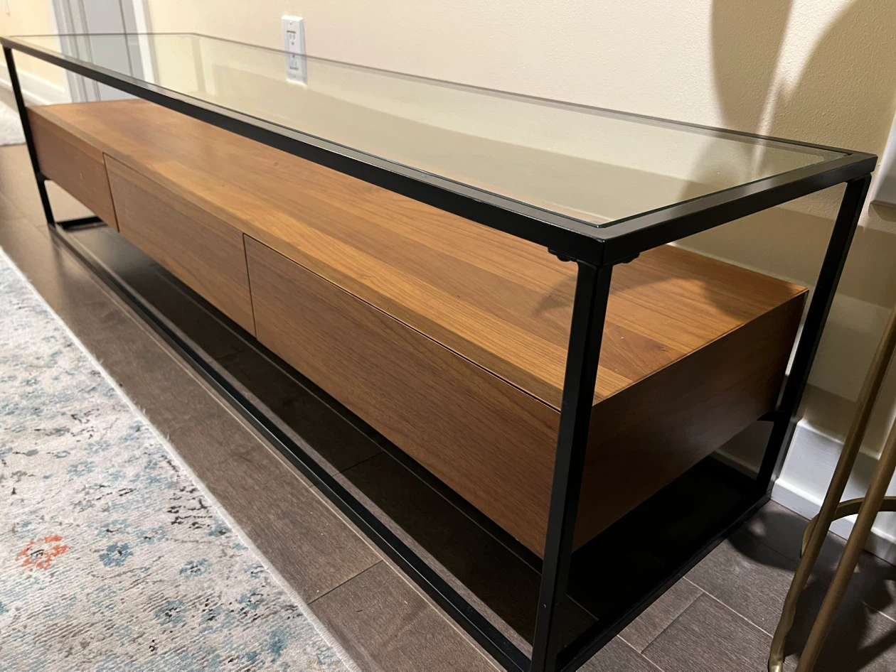 Modern Glass and Wood Media Console - photo 2