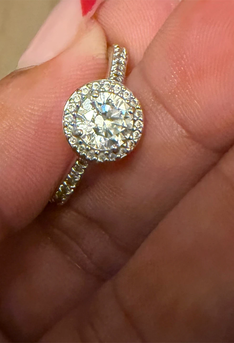 Halo diamond engagement ring - photo 2