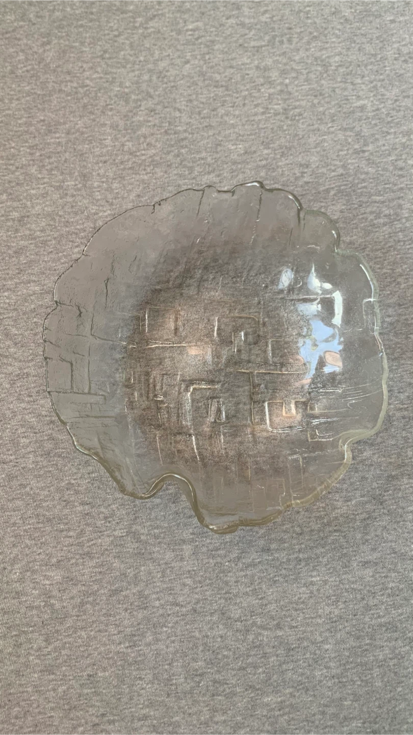Textured Asymmetrical Frosted Glass Serving Bowl