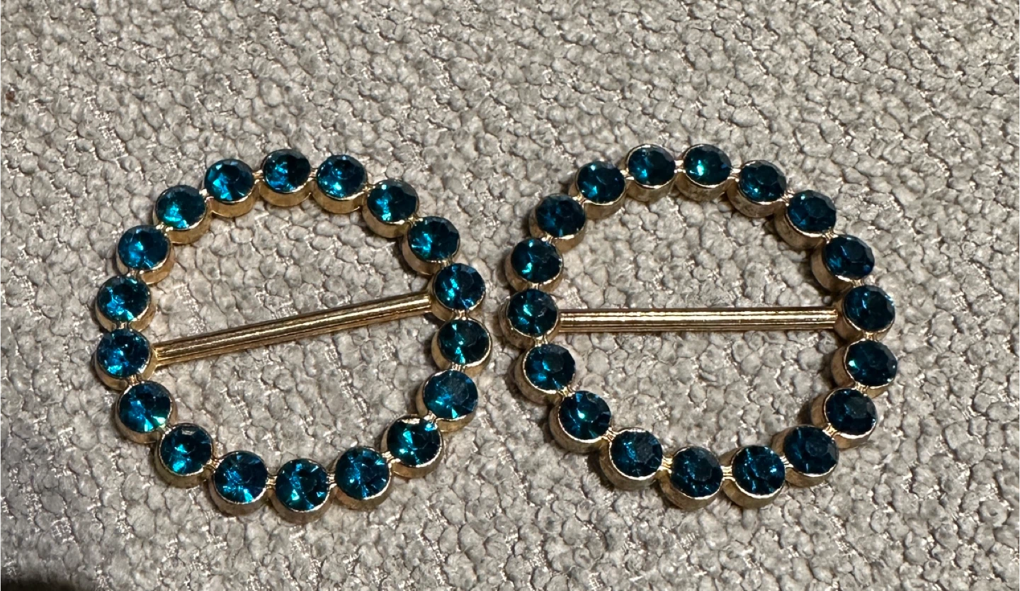 Pair of Blue Rhinestone Buckles - Both for $7