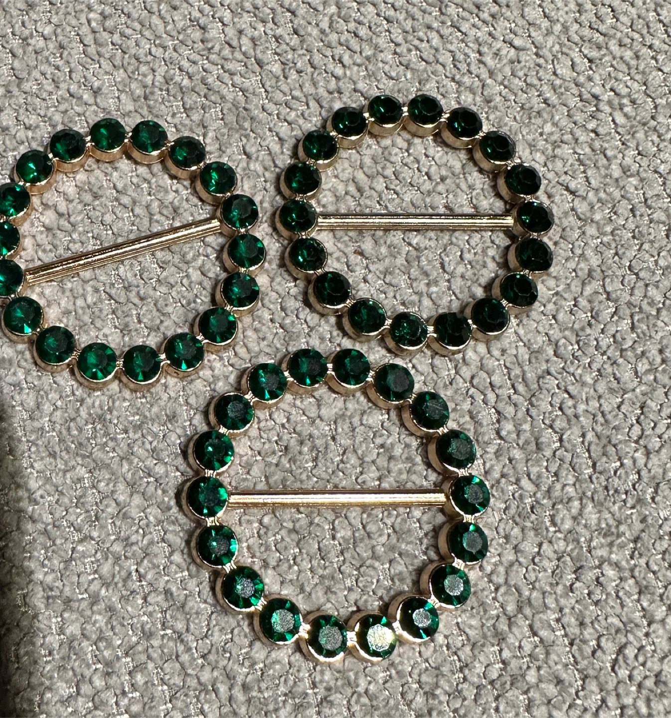 Set of 3 Green Crystal Buckles