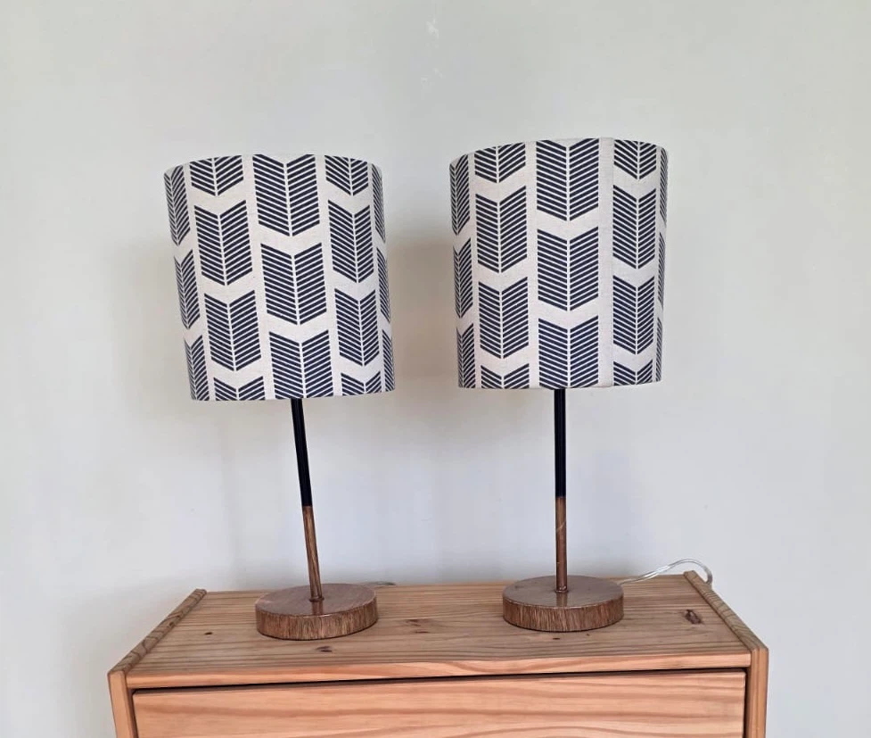 Set of Two Chevron Pattern Table Lamps