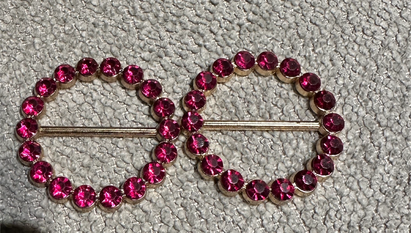 Pair of Pink Rhinestone Buckles - Both for $7