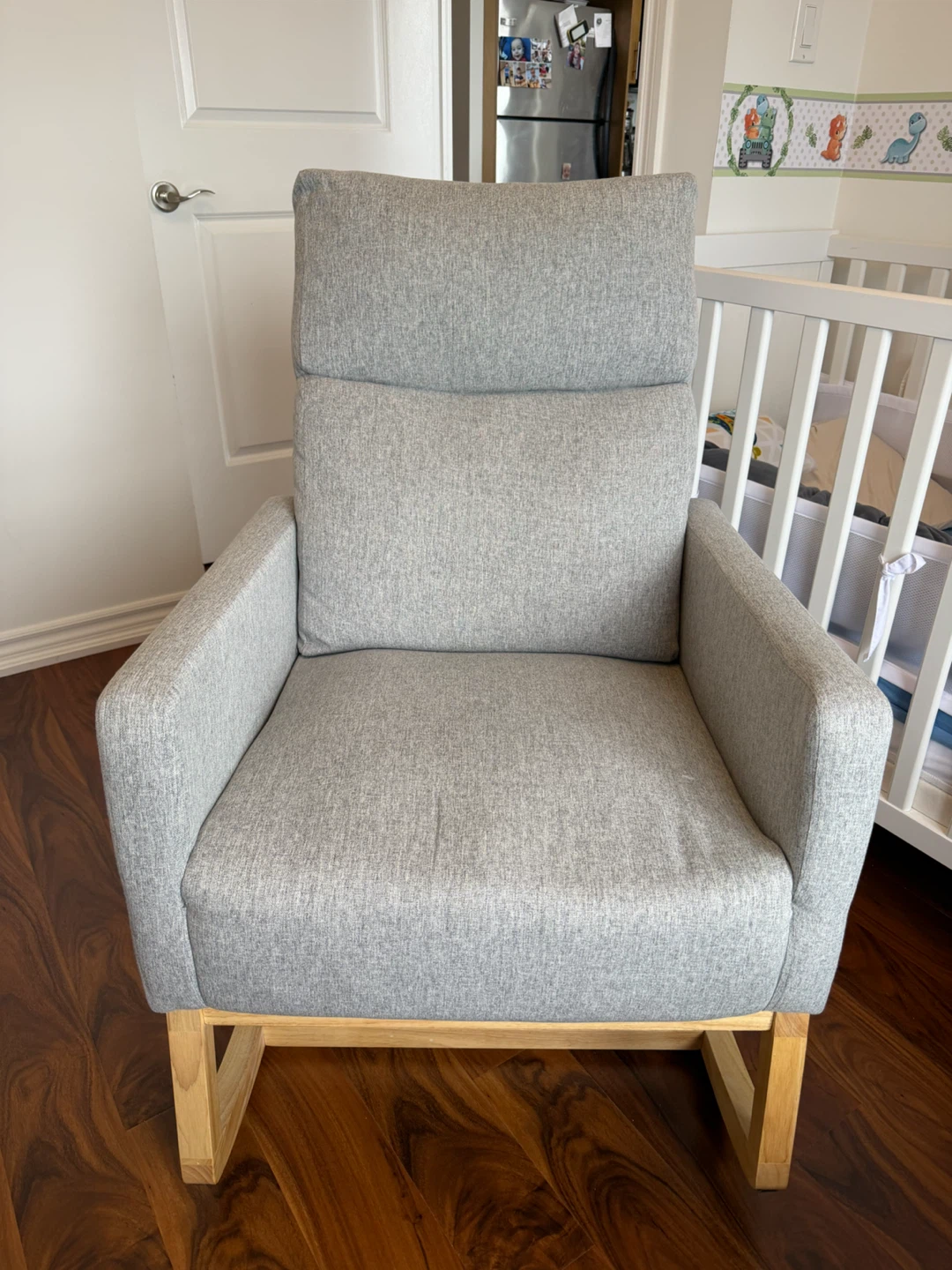 Grey Fabric Nursery Rocking Chair