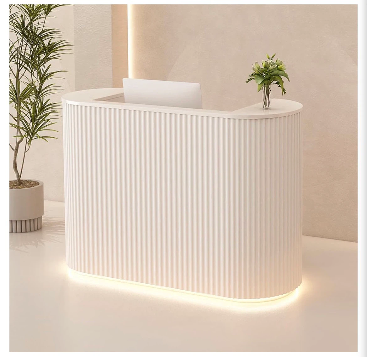 Reception Desk with LED Lights & Power Outlets Salons, Office