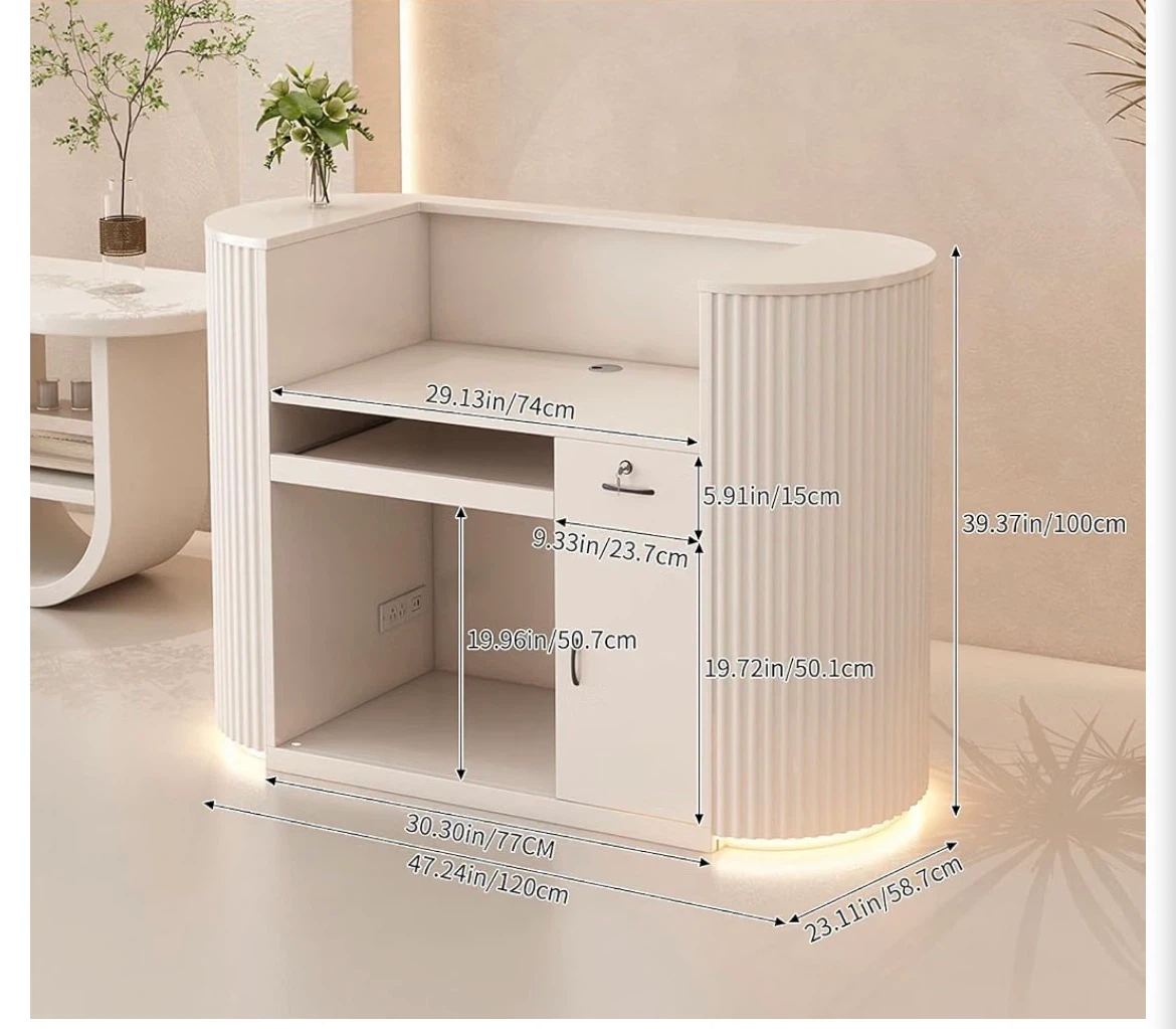 Reception Desk with LED Lights & Power Outlets Salons, Office - photo 2