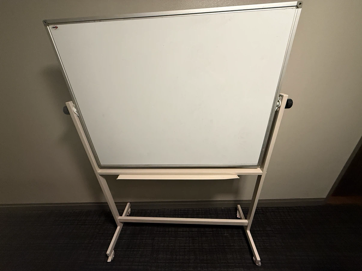 48” × 36” Double-Sided Magnetic Rolling Whiteboard – Beige Stand