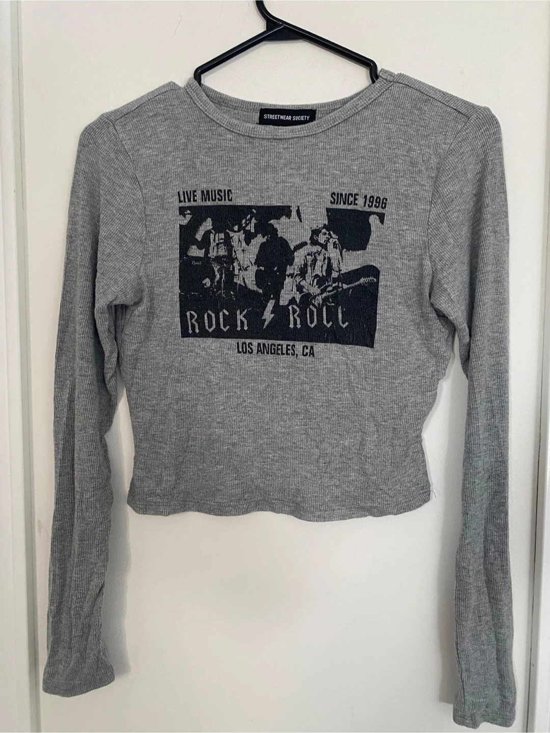 Grey Rock N Roll Long Sleeve Top