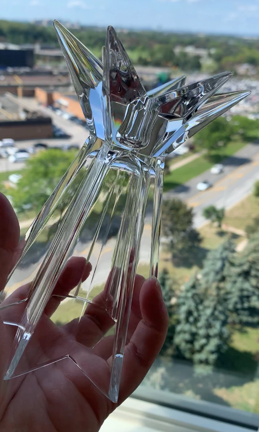 Set of 3 MCM Crystal 6 Point Star Candle Holders