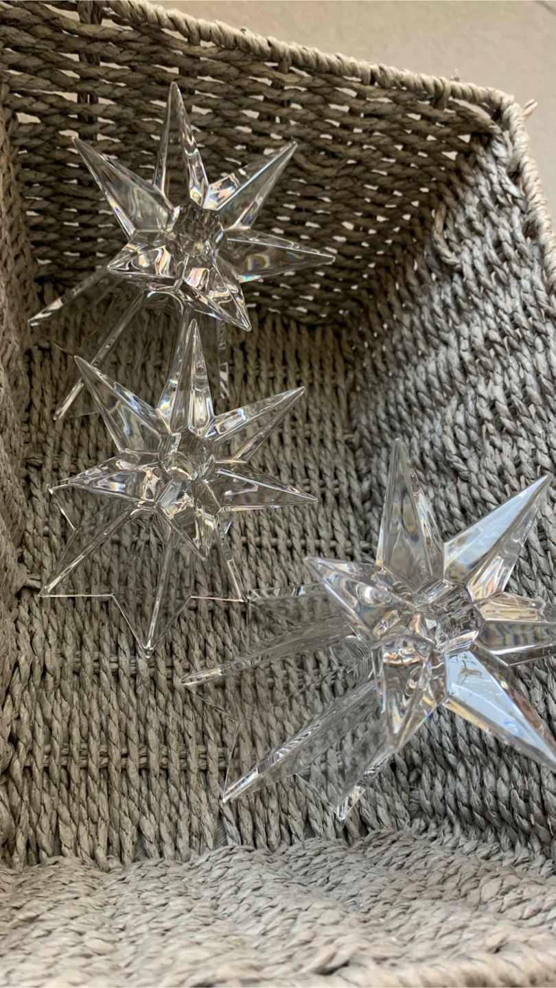Set of 3 MCM Crystal 6 Point Star Candle Holders - photo 2