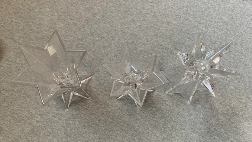 Set of 3 MCM Crystal 6 Point Star Candle Holders - photo 4
