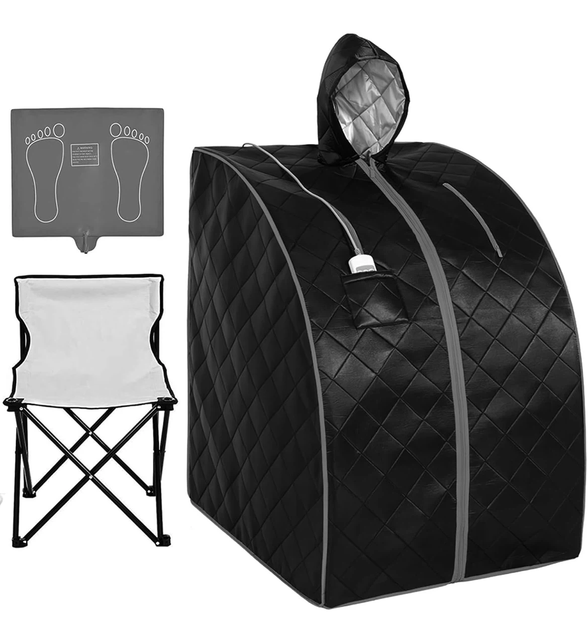 Portable Steam Sauna with Foldable Chair and Heating Pad