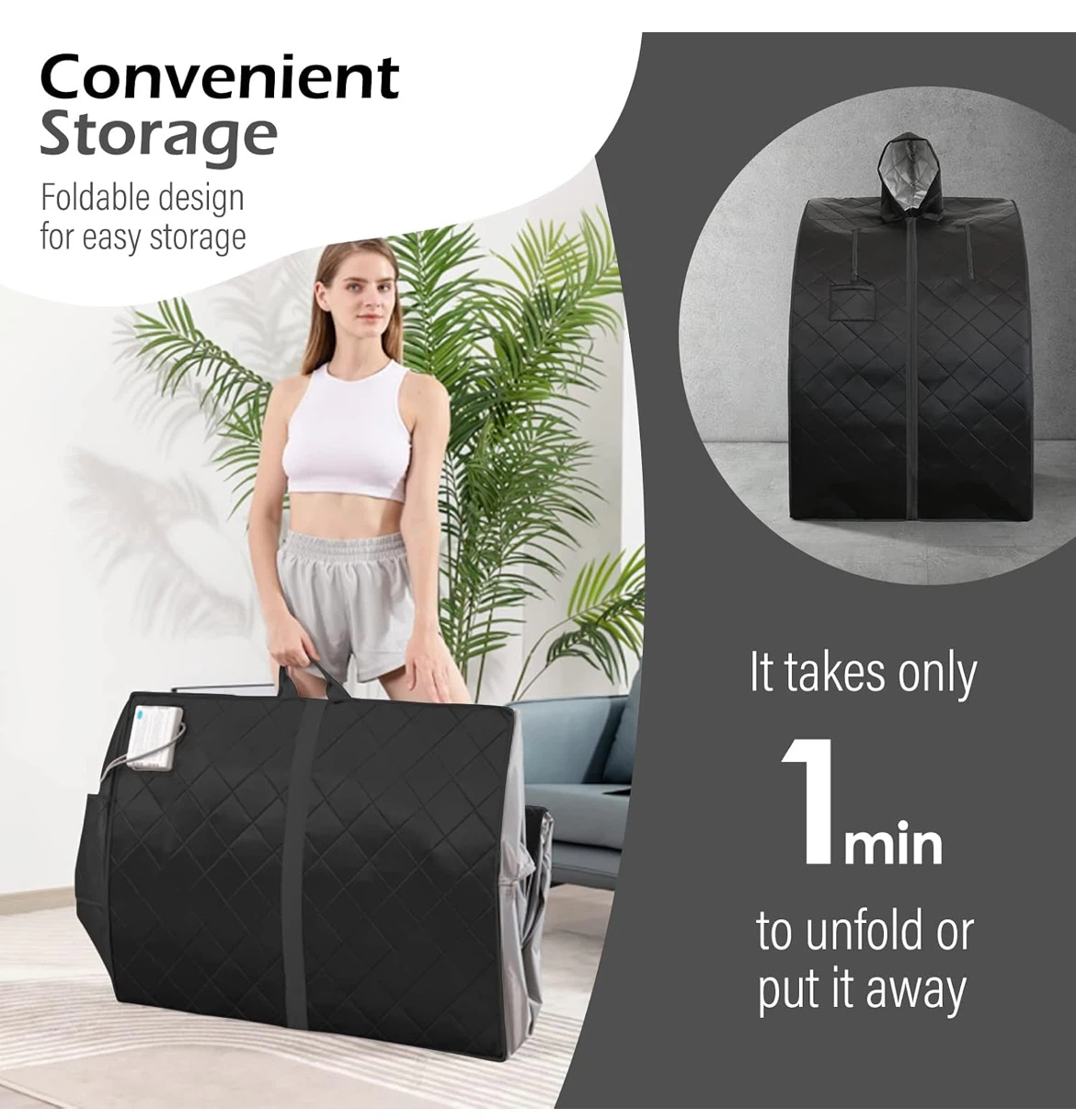 Portable Steam Sauna with Foldable Chair and Heating Pad - photo 4