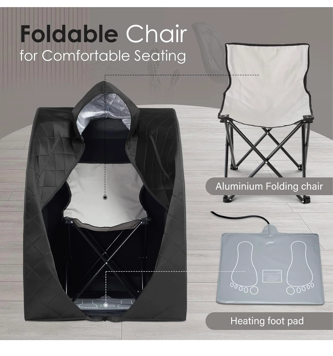 Portable Steam Sauna with Foldable Chair and Heating Pad - photo 5