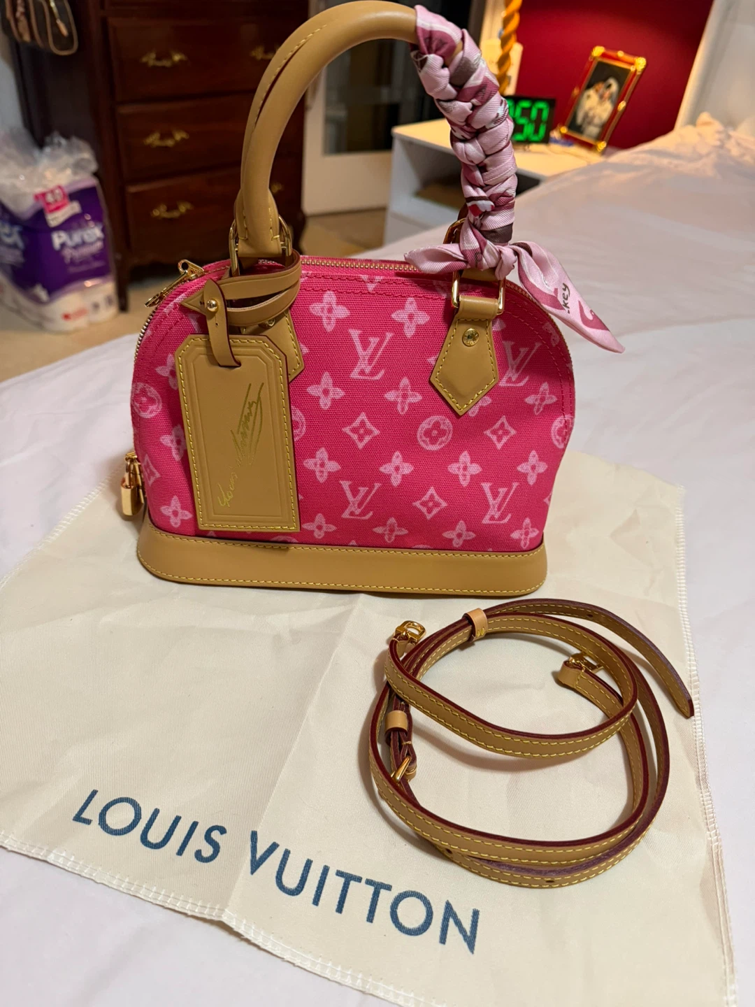 Louis Vuitton Alma BB Pink Monogram Handbag
