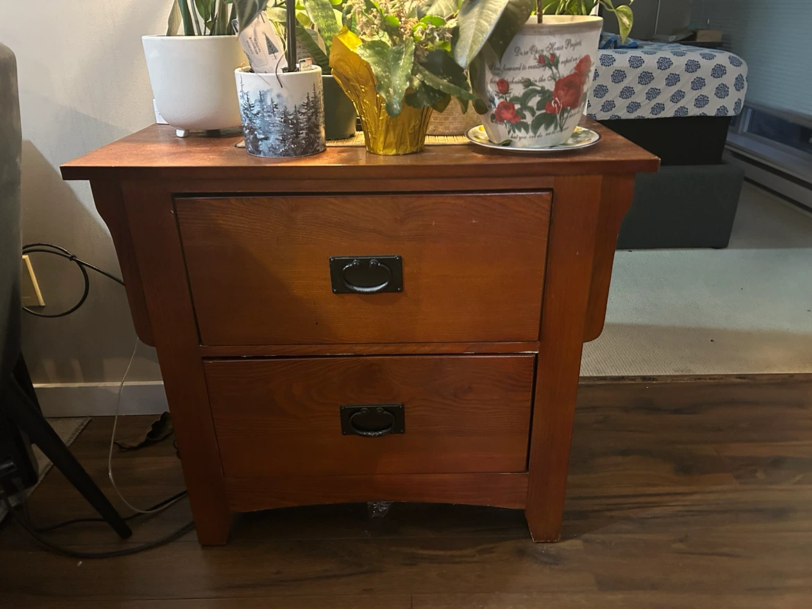 Wooden two-drawer nightstand - photo 2