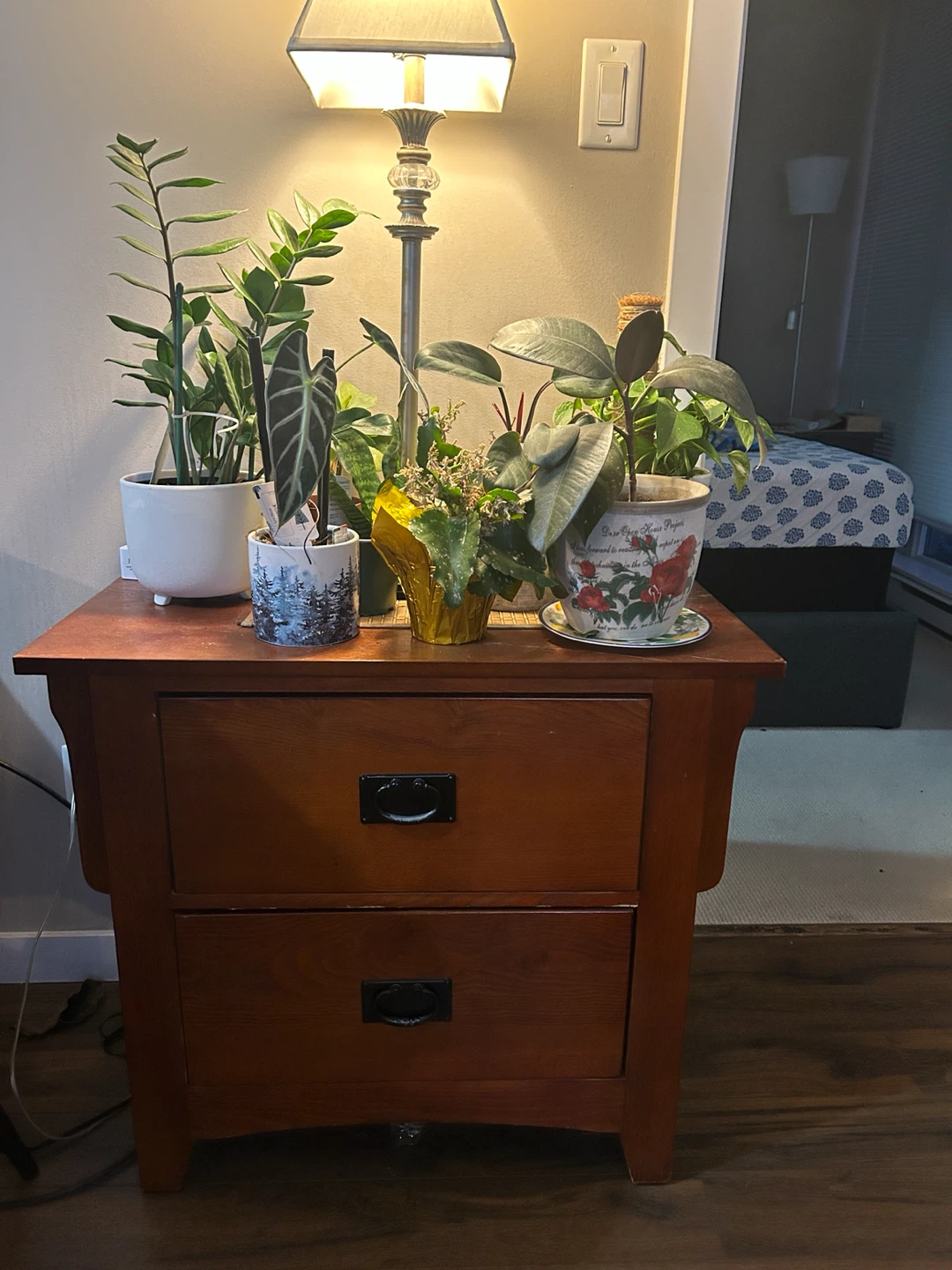 Wooden two-drawer nightstand - photo 3