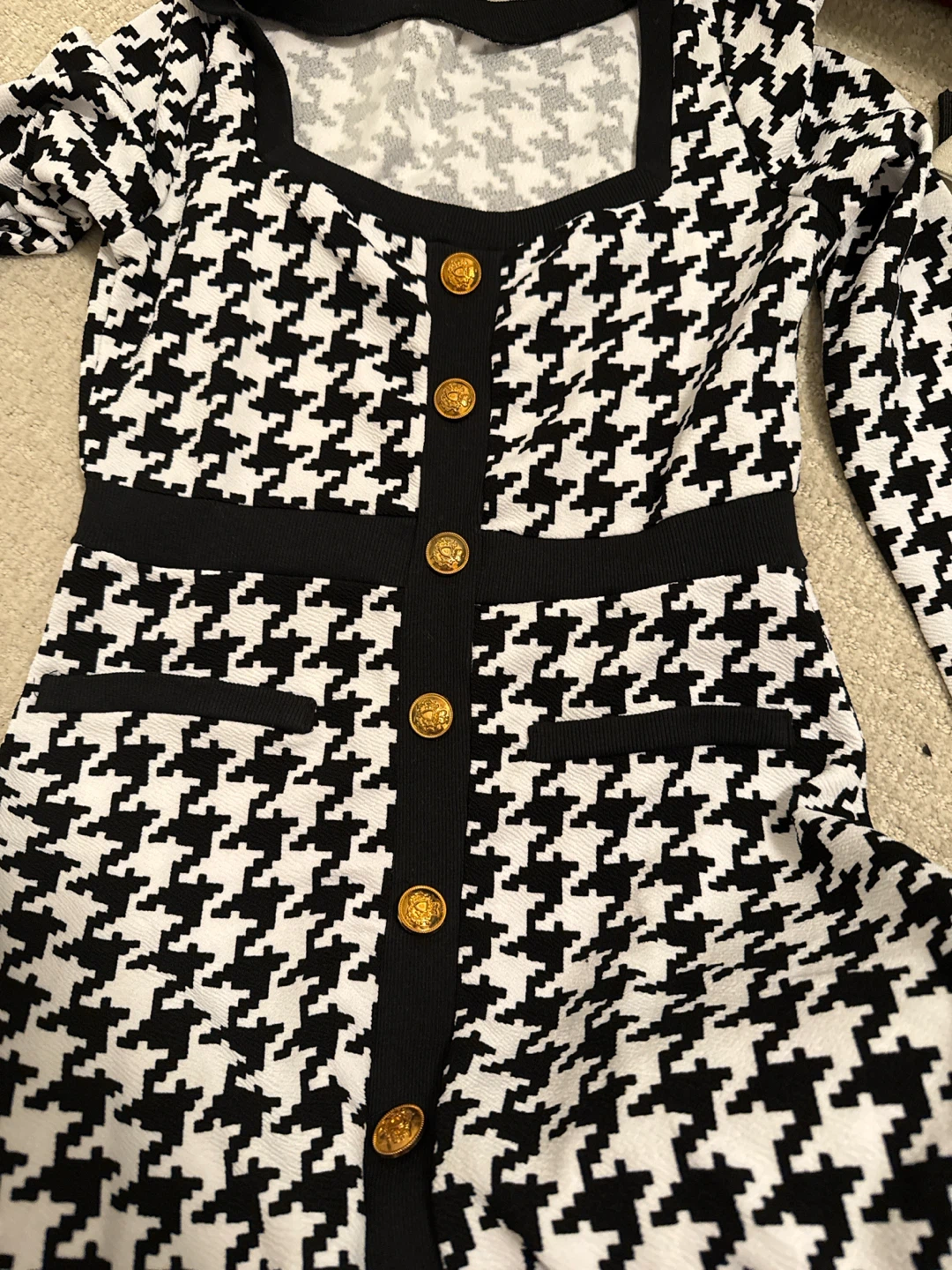 Black and white houndstooth dress
