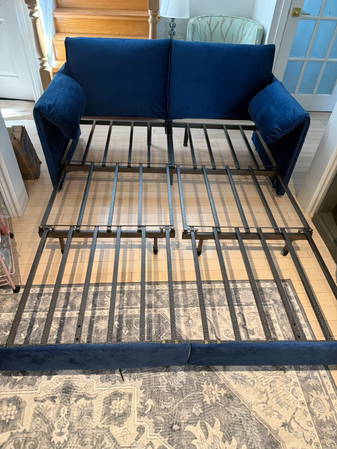 Blue Velvet Convertible Sofa Bed - photo 2