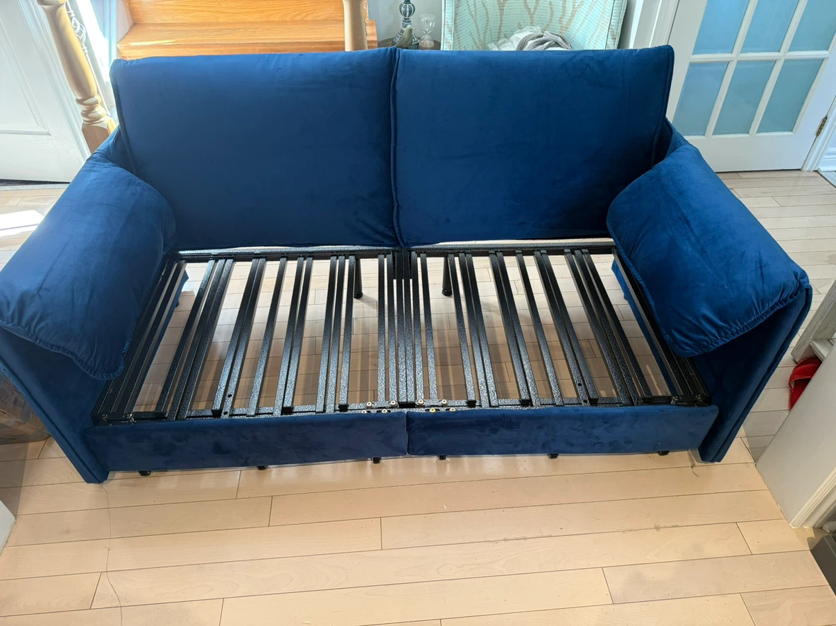 Blue Velvet Convertible Sofa Bed - photo 3