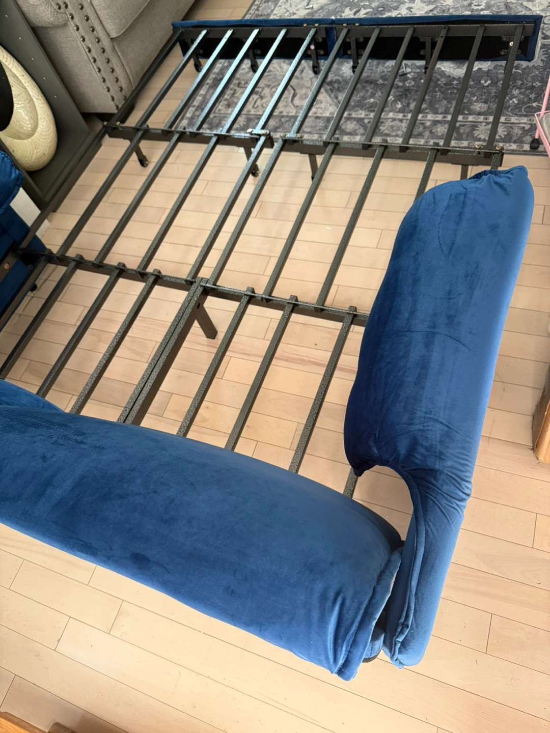 Blue Velvet Convertible Sofa Bed - photo 5
