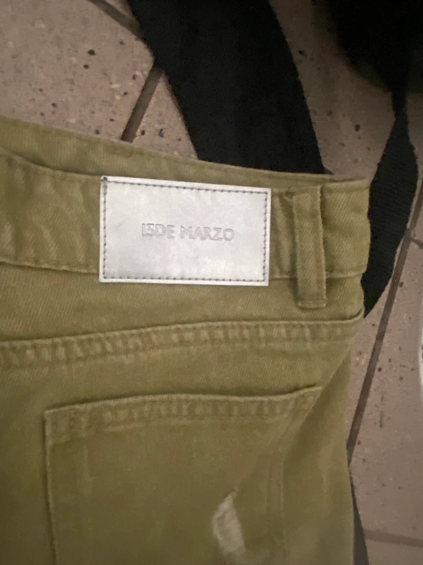 13DE MARZO Olive Green Denim Skirt