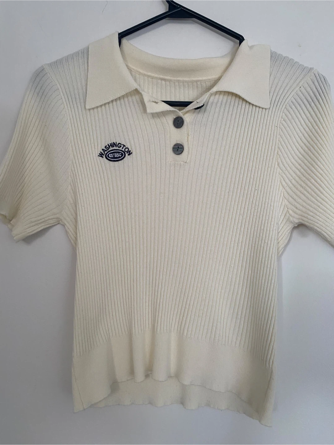 Cream Washington Ribbed Polo Shirt