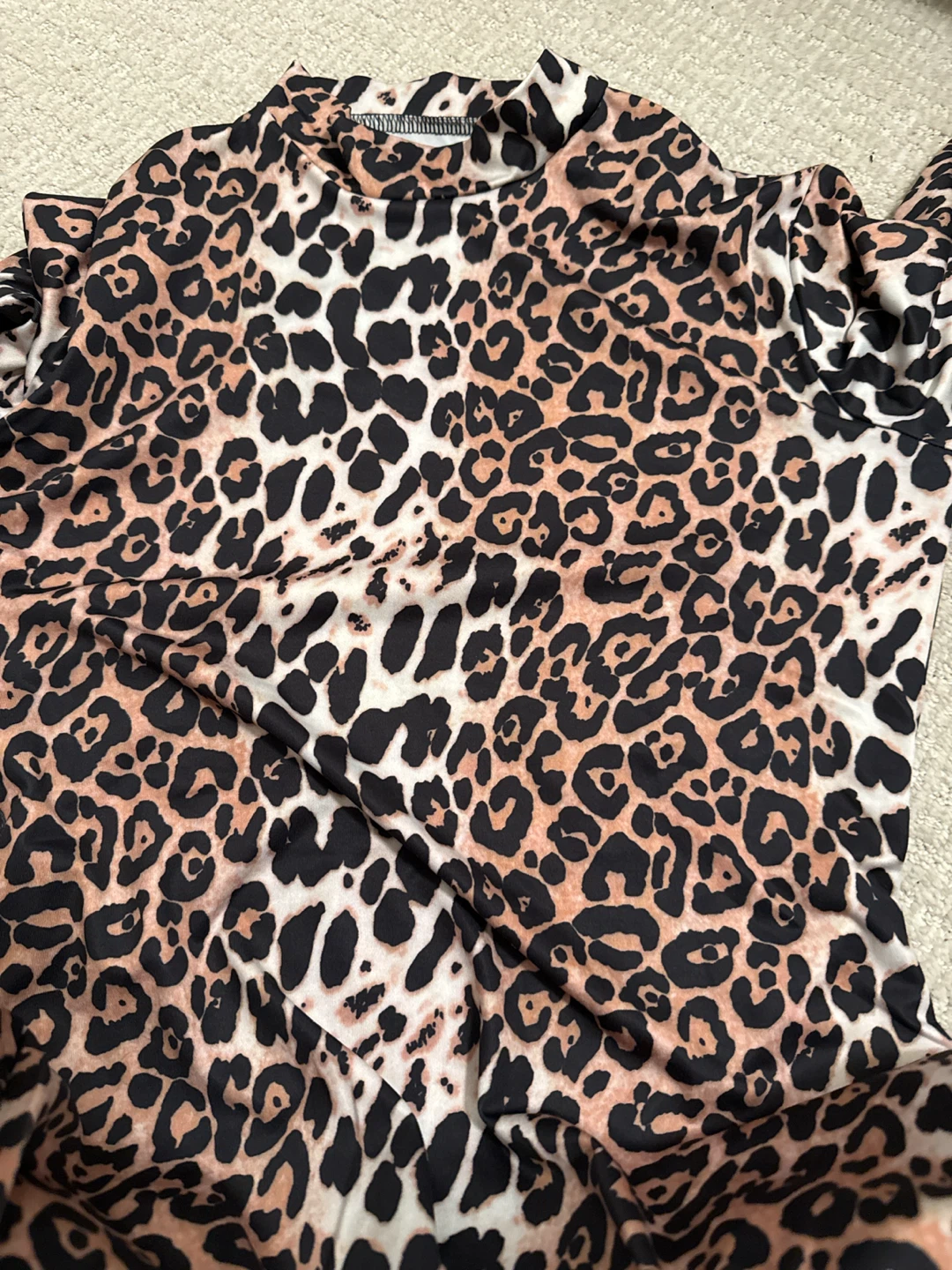 Leopard Print Mock Neck Long Sleeve Dress - photo 2
