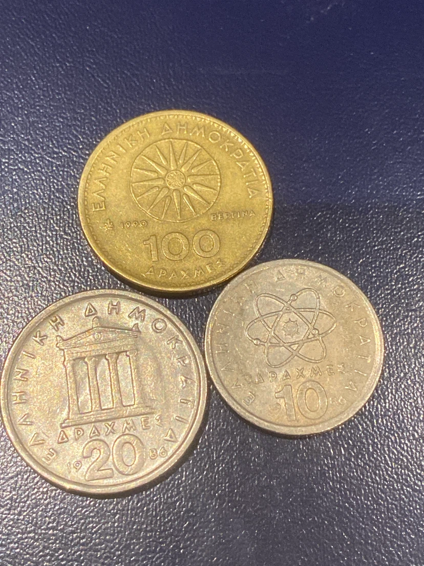 Set of 3 Vintage Greek Drachma Coins - photo 2