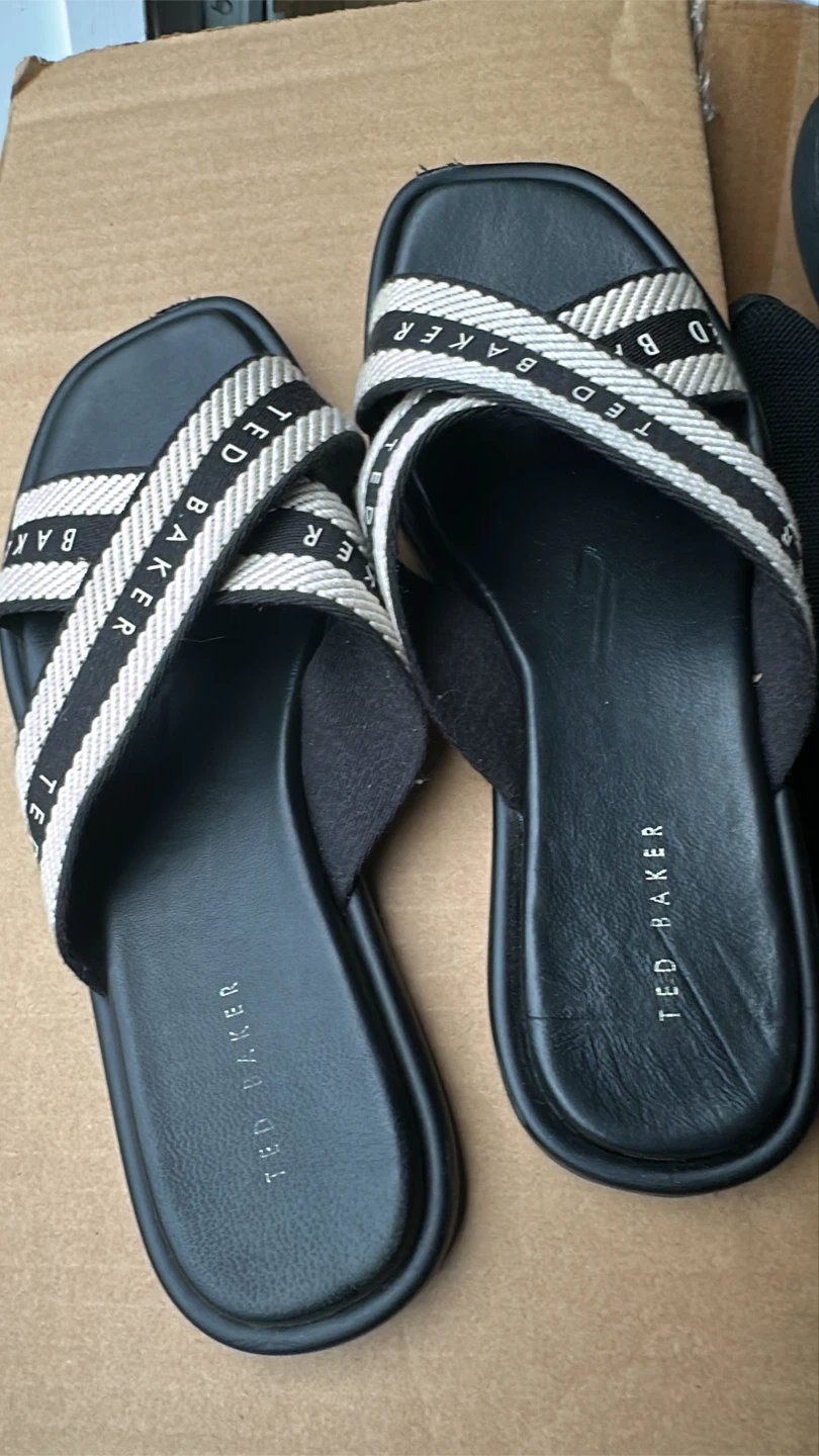 Ted Baker Black and White Crisscross Slides