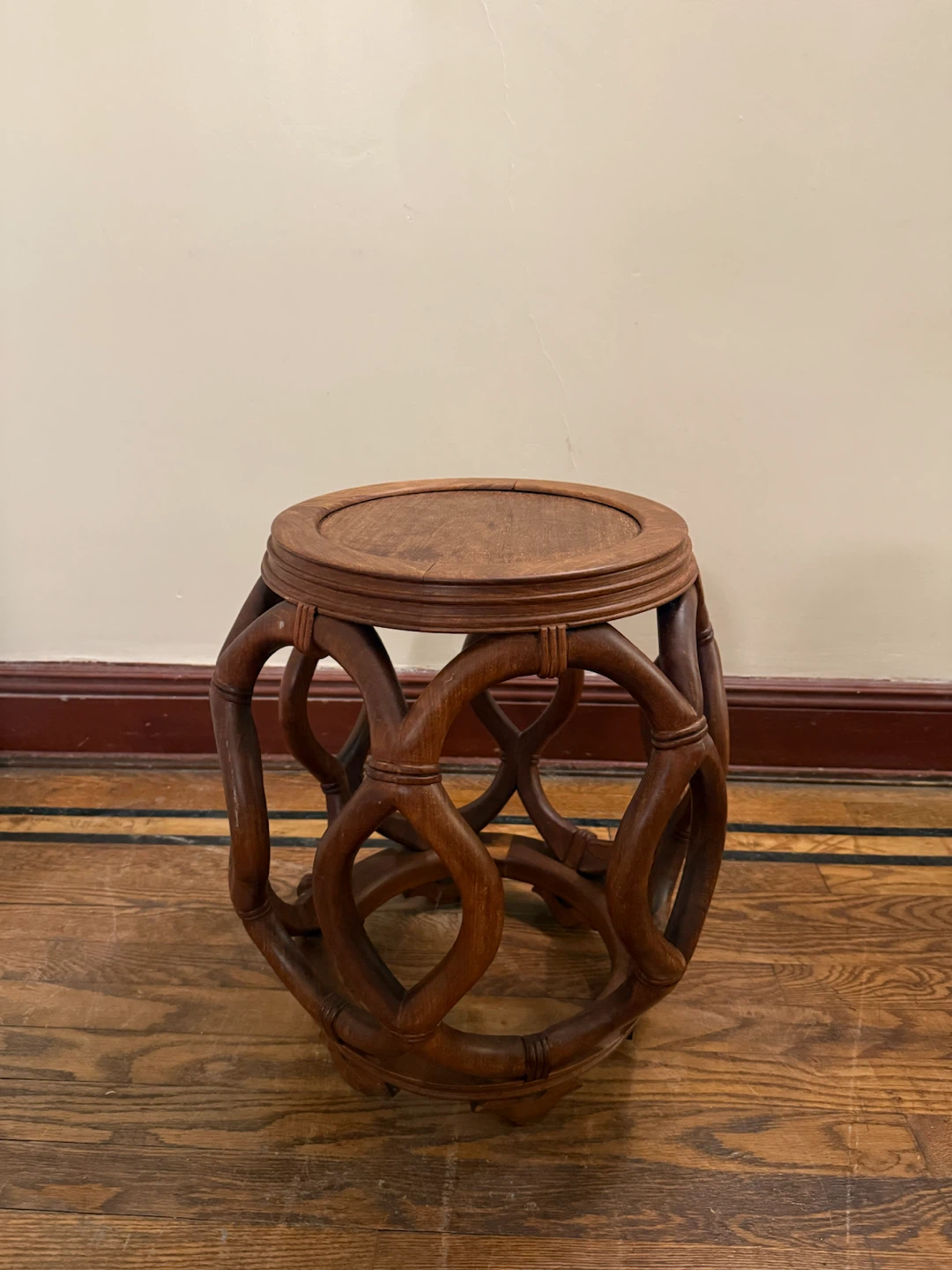 Vintage Solid Wood Round Stool / Side Table