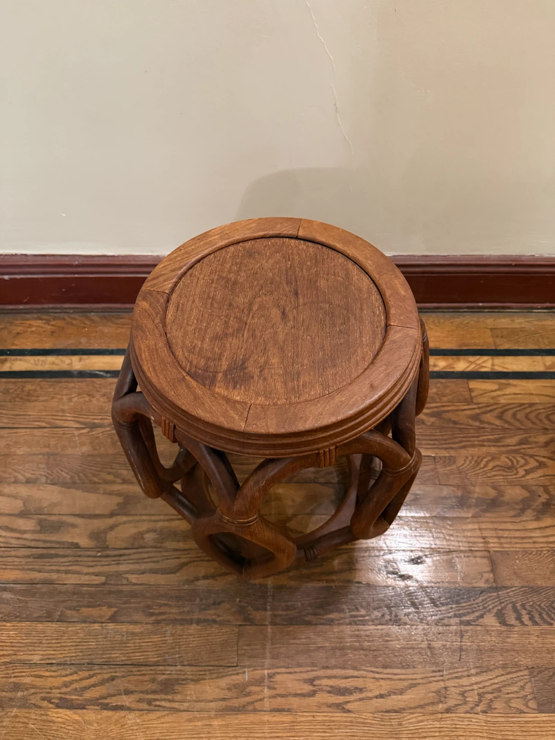 Vintage Solid Wood Round Stool / Side Table - photo 2