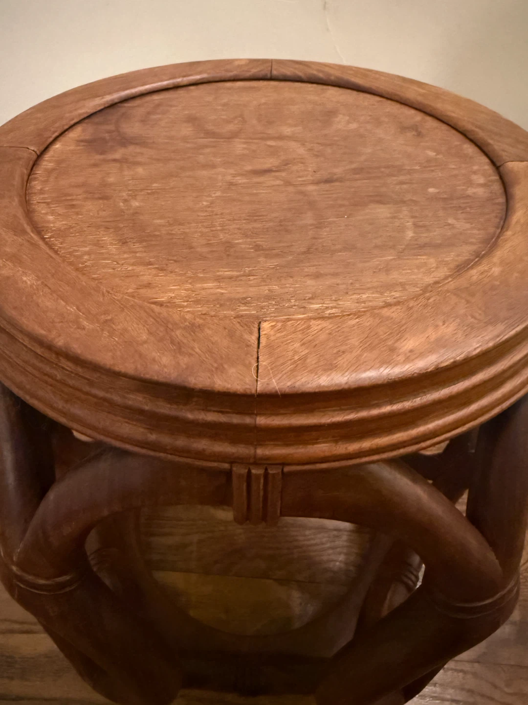 Vintage Solid Wood Round Stool / Side Table - photo 3