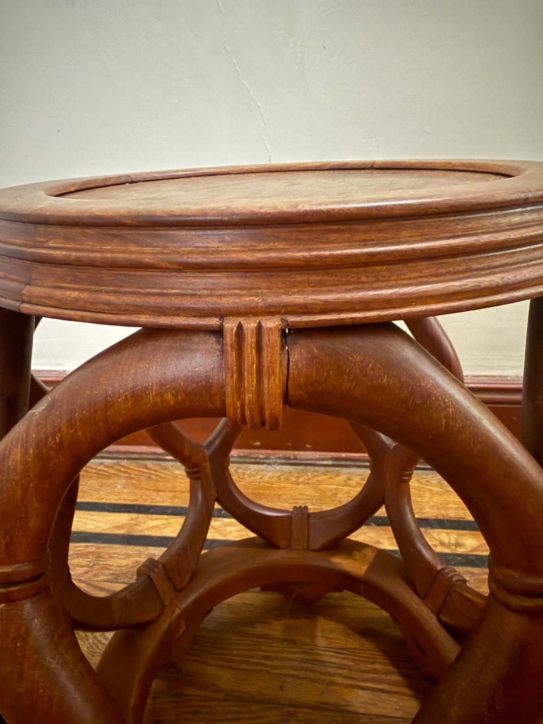 Vintage Solid Wood Round Stool / Side Table - photo 4