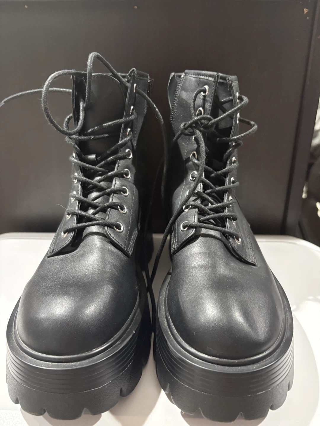 Madden Girl Black Platform Boots Size 8