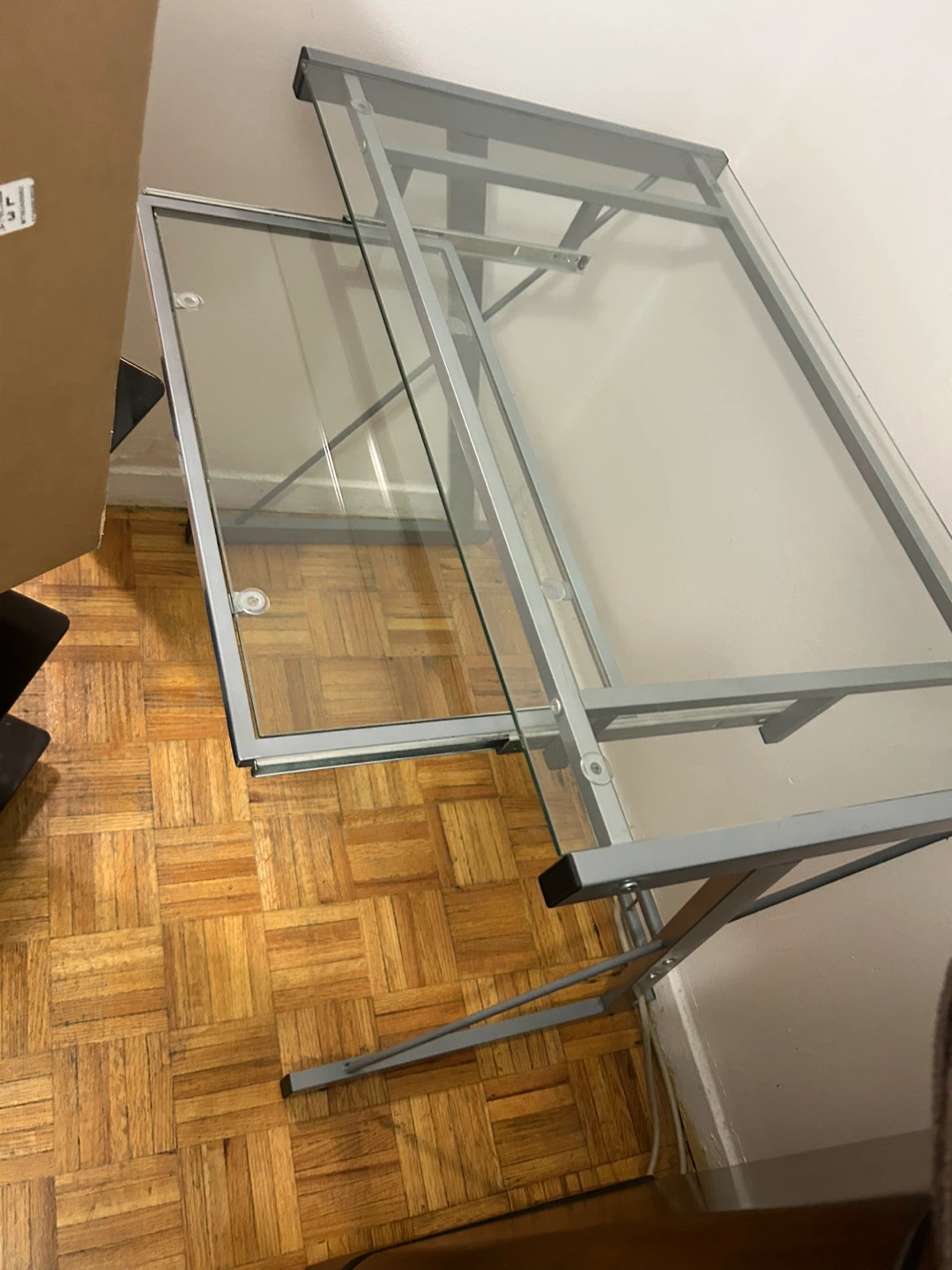 Glass Computer Desk with Keyboard Tray