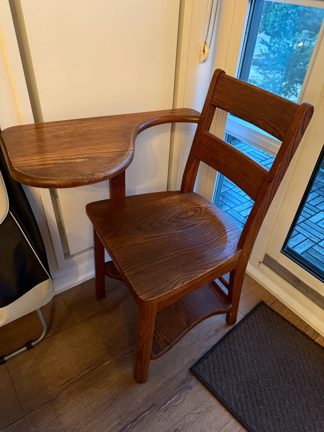 Wooden Classroom Chair with Attached Desk