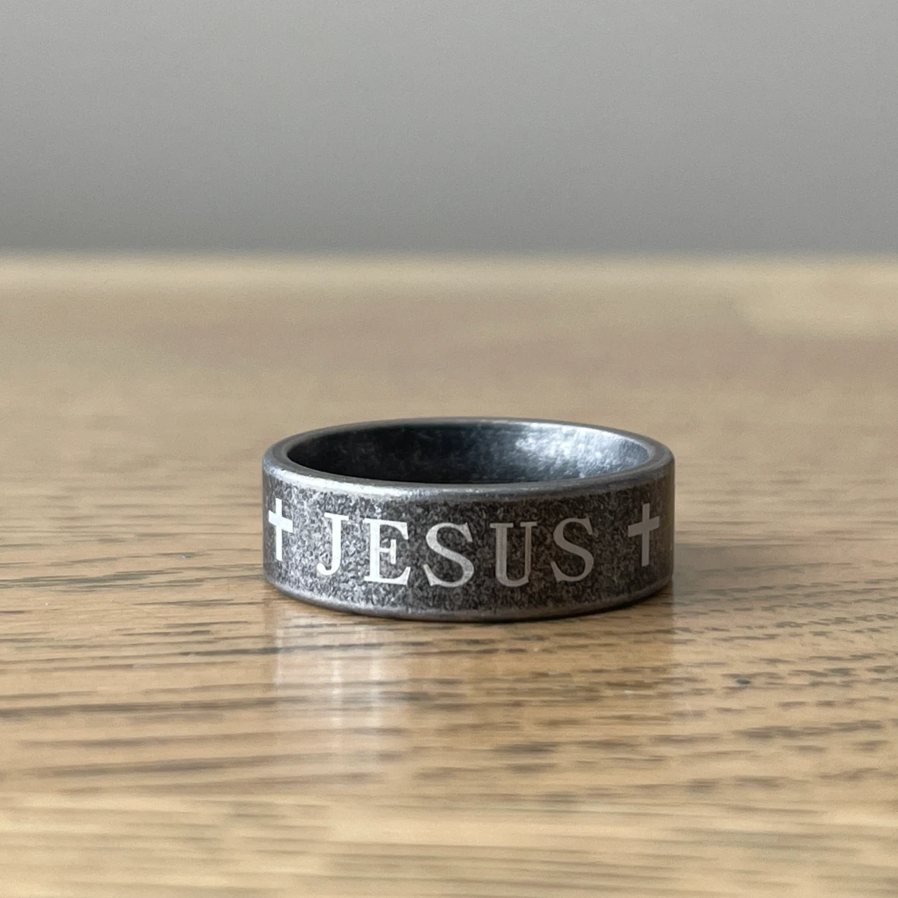 Vintage style Jesus & Cross stainless steel ring (size 12) - photo 2